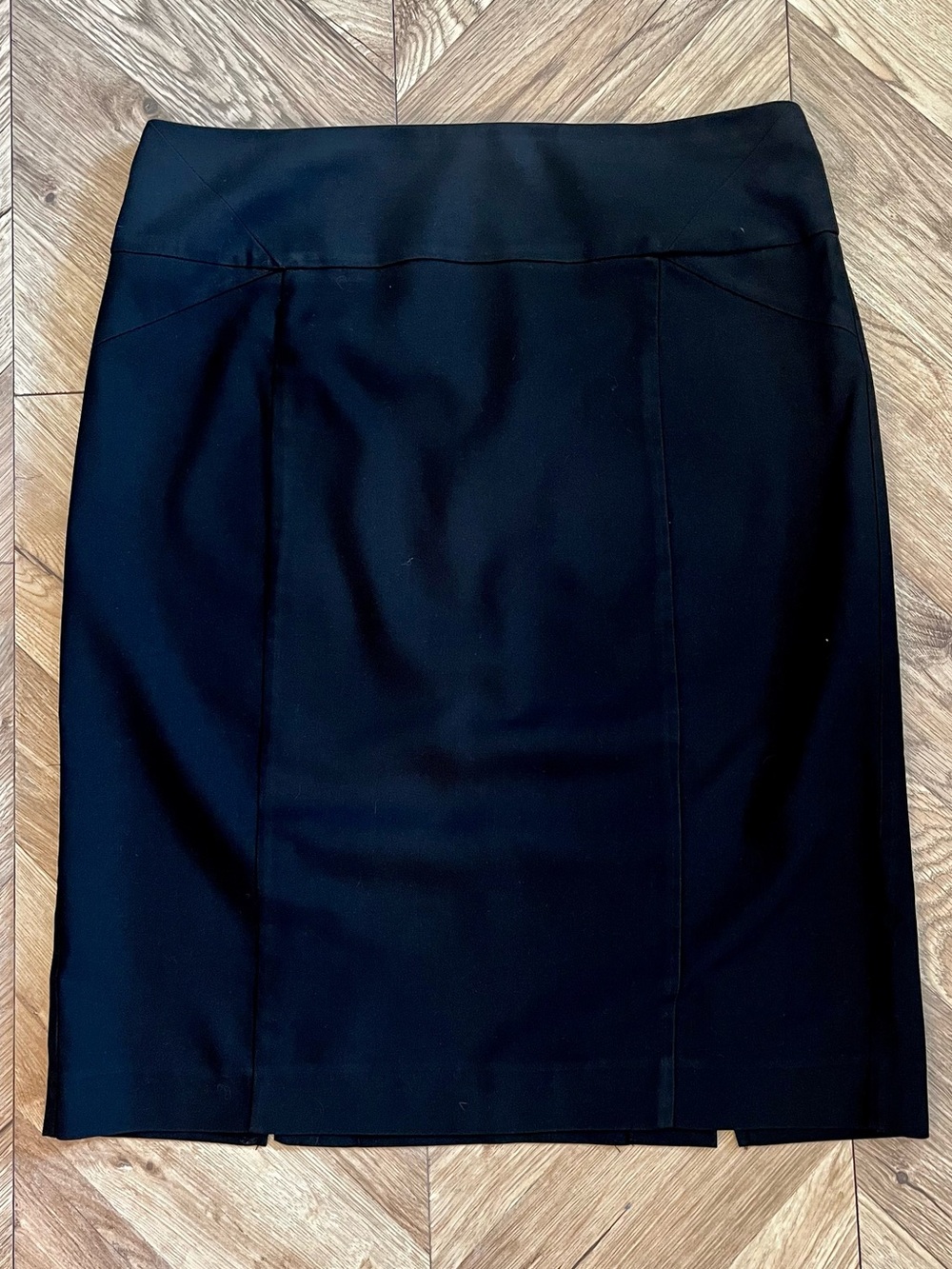 NY Collection Classic Black Zipper Midi Pencil Skirt Size 8